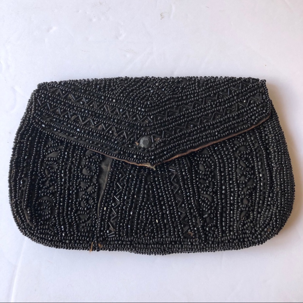 Antique Beaded Clutch Purse Wrist Strap